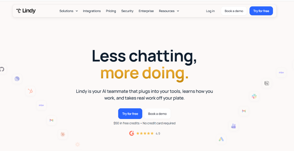 Lindy Homepage - AI Teammate for Tasks & Support