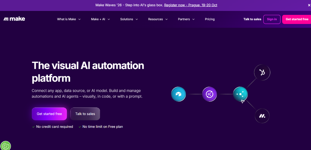 Make.com Homepage - Visual Workflow Builder